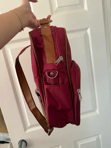 Vintage Dark Red Burgundy Doraemon Convertible Backpack Messenger Crossbody Bag