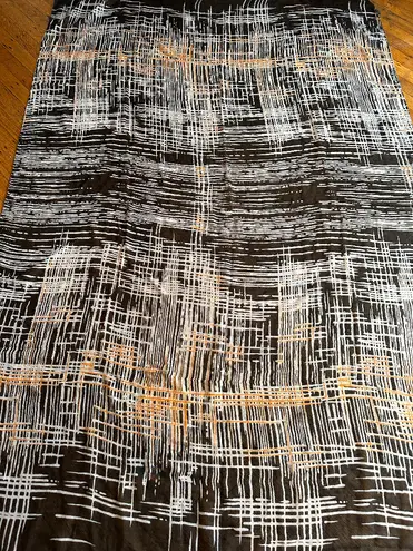 Karma Blue Beautiful patterned scarf/wrap - large 74" x 50" 100% polyester - blue, gold, wt - Image 5