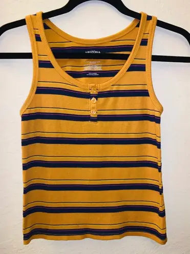 Arizona Jean Company Arizona Jean Co. Small Retro Style Faux Button Striped Ribbed Tank Top