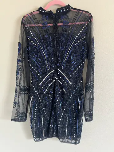 Endless Rose Anthropologie Beaded Navy Dress