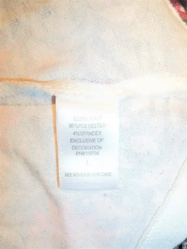 One World Womens Top Blouse Size Large Embroidered Floral Geometric White Gray