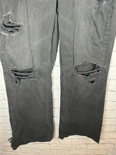 American Eagle  black distressed jeans Low rise Baggy Flare women size 6 short