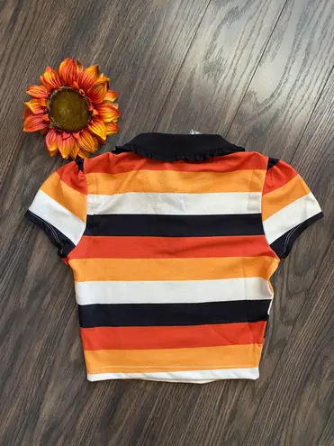 Unique Vintage NWT  Candy Corn Stripes Crop Top X-SMALL