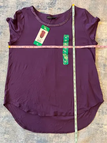 Joan Vass Satin Collar Tee Purple XL