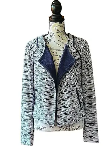 Tart Collections nautical preppy Tweed Striped Natalie Open Jacket SZ M Blue Size M