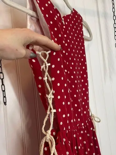 Clothes By American Two Shot Red Polka Dot Lace Up Side Cut Out Dress Size S