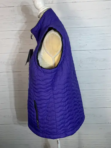 Free Country Purple Iris Reversible vest Womens Size L Quilted Fleece Full Zip