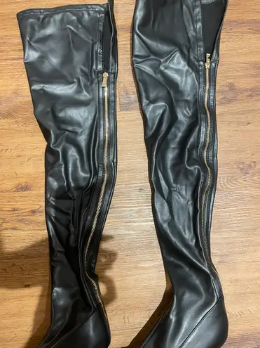 Azalea Wang Thigh High Black Stiletto Boots