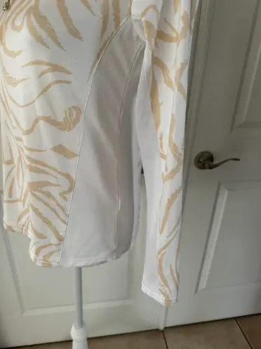 SanSoleil EUC Ladies SolCool Print Zip Collared Golf Sun Shirt. MSRP $104