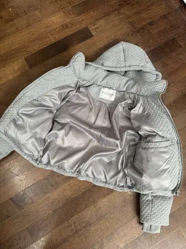 Maniere De Voir Manière De Voir Textured Knit Cropped Puffer Jacket Grey Small winter coat women