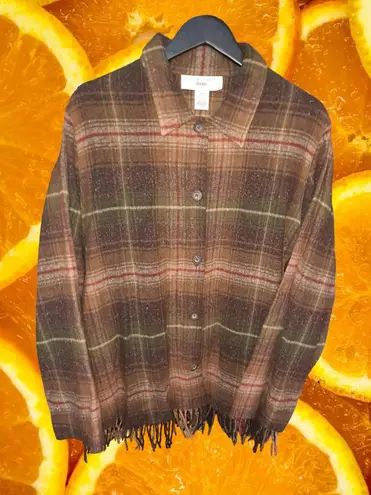 Norton Mcnaughton Norton Studio Wool Blend Button Up Fringe Bottom Sweater‎ Size 18W