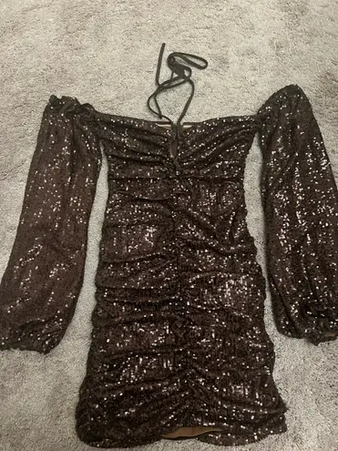 Lovers + Friends Amber Sequin Mini Dress in Cappuccino 