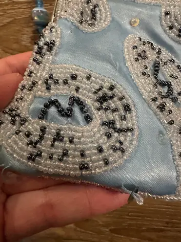 Y2K vintage beaded frame bag with beaded strap Blue