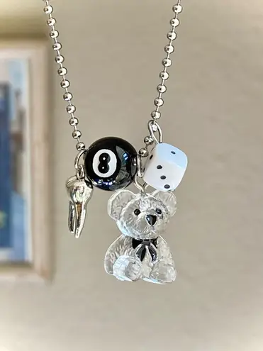 Handmade y2k Kawaii goth grunge style ballchain necklace🎲🧸🦷🖤