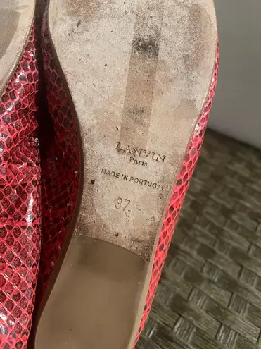 Lanvin red snake print ballet flats size 37 (USA 6)