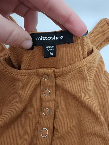 Mittoshop Ribbed Camel Scoop Neck Bodysuit