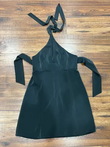 Urban Outfitters Satin Halter Minidress Black Sz S