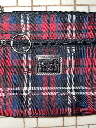 Coach Poppy Tartan Convertible Wristlet