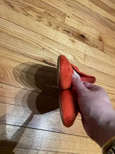 Caslon Suede Pumps Orange Chunky Heel Business Casual Party colorful bright coastal comfy slouchy corrugated draped ruched