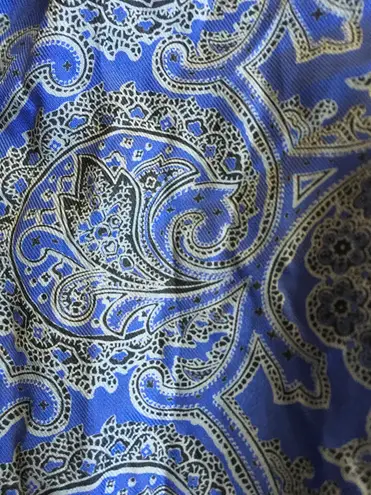 Vintage 80s Rayon Paisley Midi Skirt Periwinkle Blue Grey 12 Samantha Scott