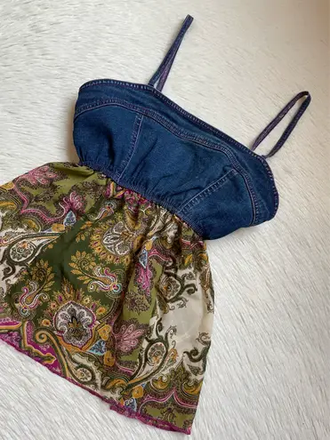 Y2K Zoey & Beth denim paisley print summer tank top Multiple Size L