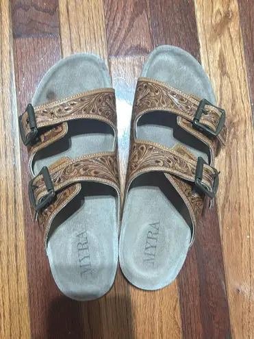 Myra Bags Myra Tooled Leather Bags Sandals Genuine