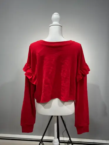 Revamped CLEARANCE! Red Boutique Ruffle Shoulder Crop Sweatshirt Size M NWT