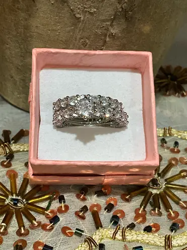 2pcs Women'S Set Ring with 6 Claw Setting Round Synthetic Zirconia Silver - Image 4