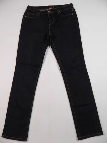 Elle Dark Wash Denim Jeans Size 10 Straight Leg Mid Rise Zip/Button