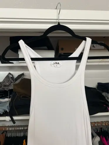 LNA skinny racerback tan top white bodycon midi dress M