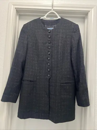 Pendleton Classic Wool Tweed Blazer Jacket Size 12 Black Gray Vintage Elegant