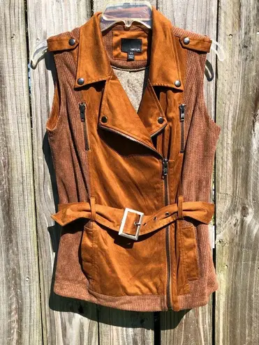 Greylin Tan faux suede utility belted vest size XS Western, Cowgirl, Rodeo