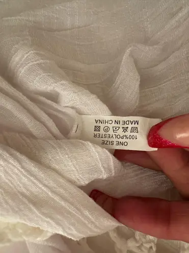 White Crochet Trim Tunic Coverup One Size