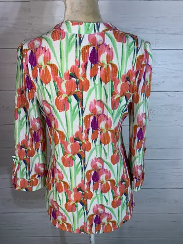 Carolyn Taylor Iris floral 3/4 sleeve top size Small