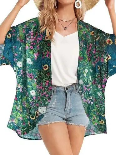 Floral woman’s Kimono Cardigan size 3XL Green