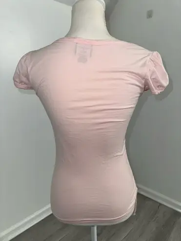 Common Threads Y2K Baby Girl Pink Butterfly Tattoo Tee M Side Ruched Vintage