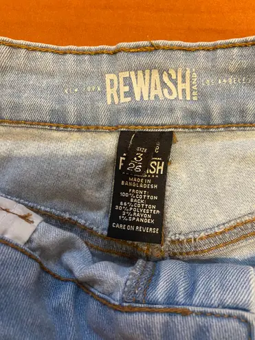 REWASH Light Wash Ripped Shorts