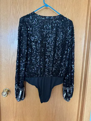 River Island Sequin Black Bodysuit