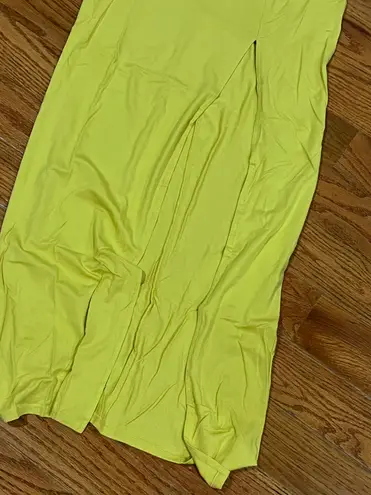 Lulus NWT Lulu’s Yellow Watch the Sunset Lime Green Maxi Dress XS