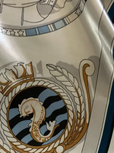 Vintage Square Sailing BOAT,WHEEL&Anchor 35/35 Oversized satin Silky SCARF Multiple