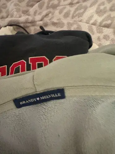 Brandy Melville  Sage Green Zip-Up Hoodie