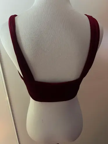 Naked Wardrobe wine red cropped velvet top Sz S