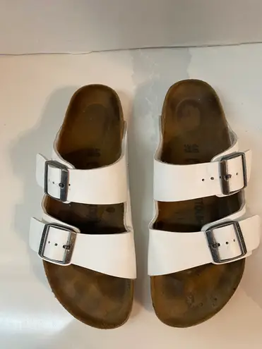 Birkenstock Arizona White Leather Sandals Size US 9 EU 40