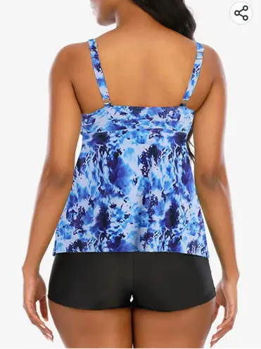 Adisputent Tankini Swimsuits for Women with Shorts Cross Push Tank Top Tummy Control Two Piece Swimwear High Waisted