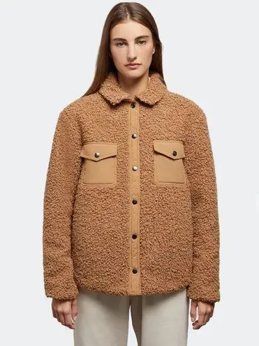 ONIA NWT Sherpa Oversized Shacket Camel Light Brown Tan Nylon Furry Jacket XL