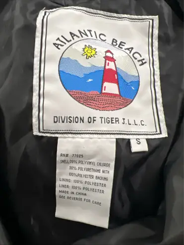 Atlantic Beach Black Long Trench Coat PVC Rain Jacket Belted Waterproof S