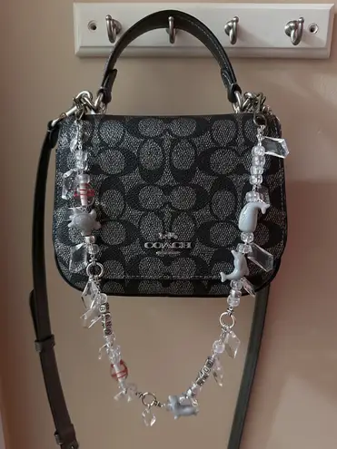 Handmade White Silver Beaded Charms Bag Chain