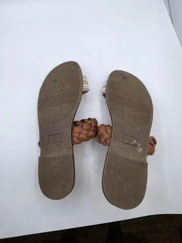 Time And Tru Memory Foam Brown Beaded Sandals Sz 6.5