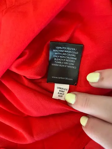 Carbon 38 Red Satin Midi Skirt