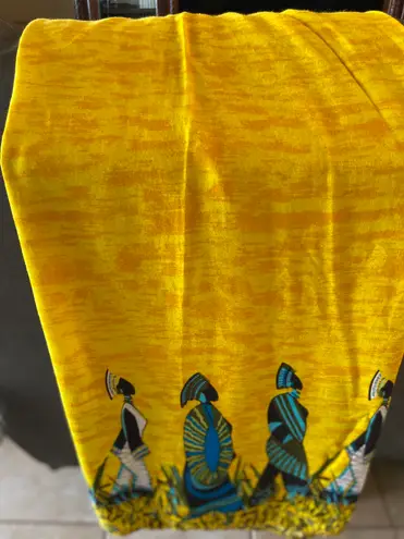 Yellow Swim suite cover up with Tribal print size xl